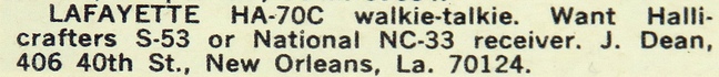 Cheapie Walkie Talkies EI Jan 1968