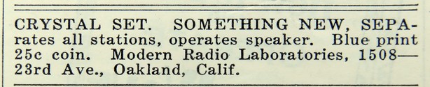 first Modern Radio Laboratories advertisement